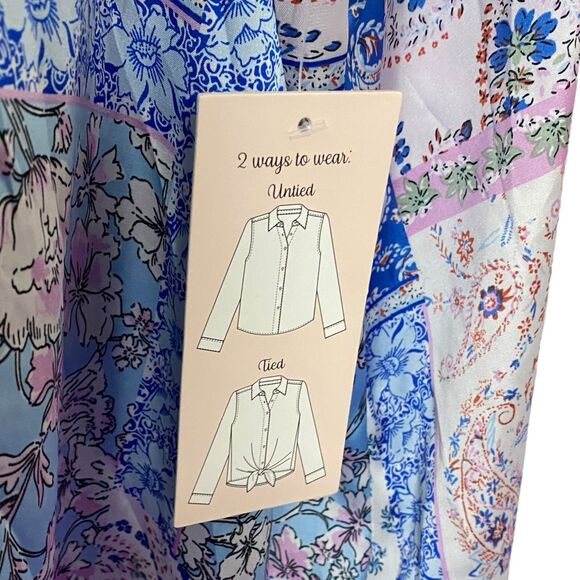 NWT Tamara H Blouse Womens 2X Floral Paisley Patchwork Tunic S/S Boho Cottage - Picture 10 of 13